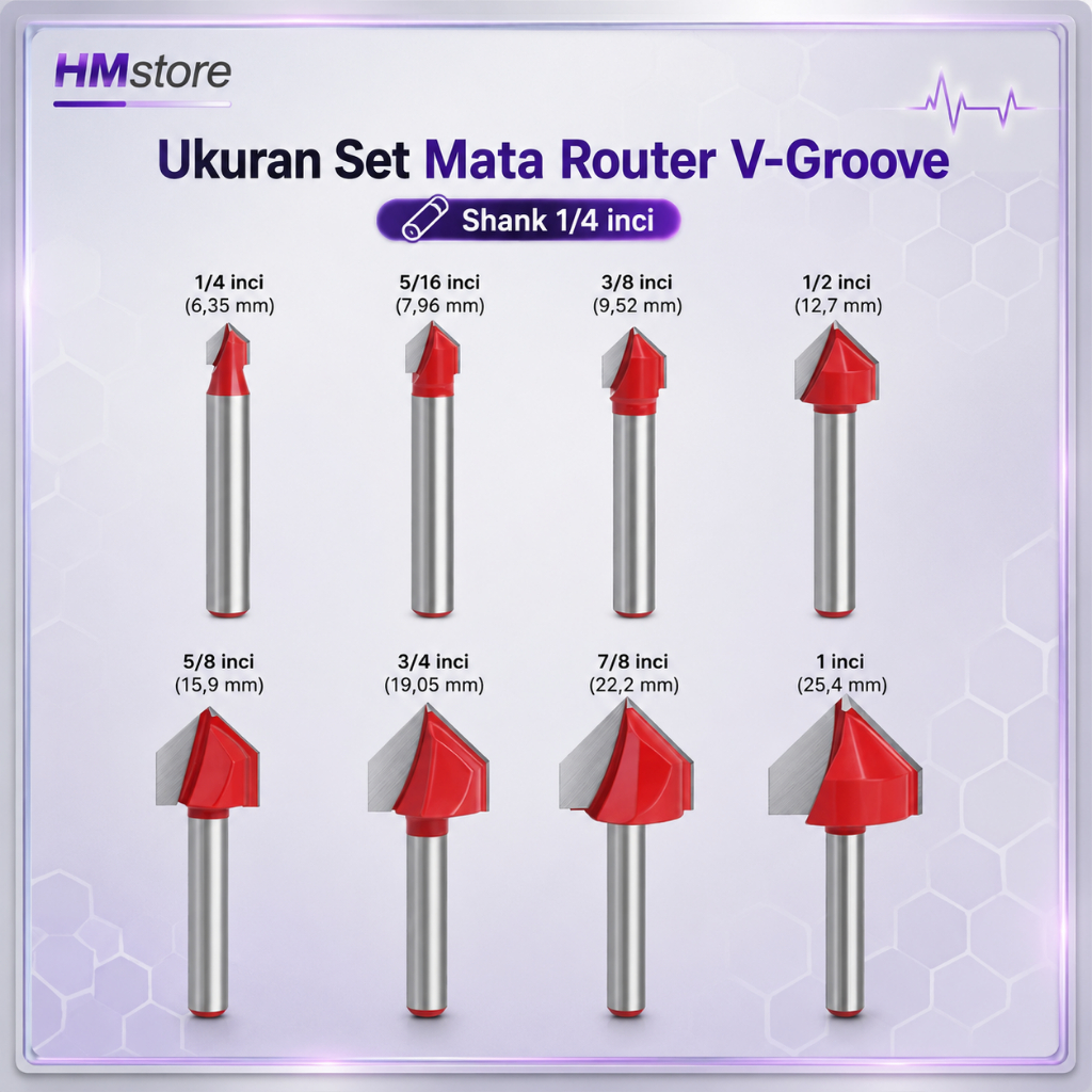 Mata Profil Kayu Mata Router V Grooving Bit Shank 1/4 Berkualitas