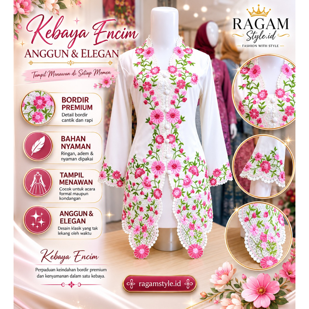 KEBAYA ENCIM BORDIR - ATASAN KEBAYA TERBARU BAHAN TOYOBO PREMIUM
