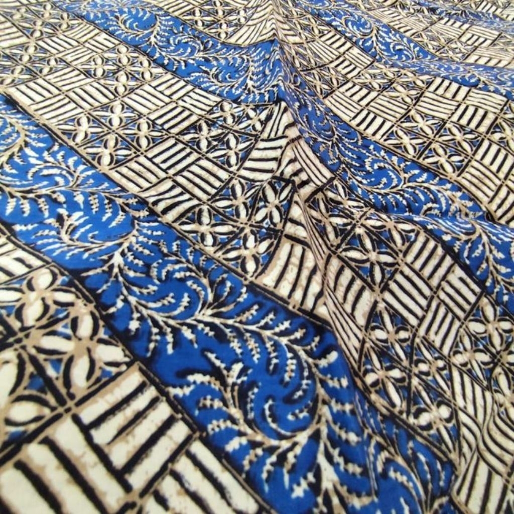 Kain Batik Jarik Panjang Motif Anyam Biru Jogja Solo
