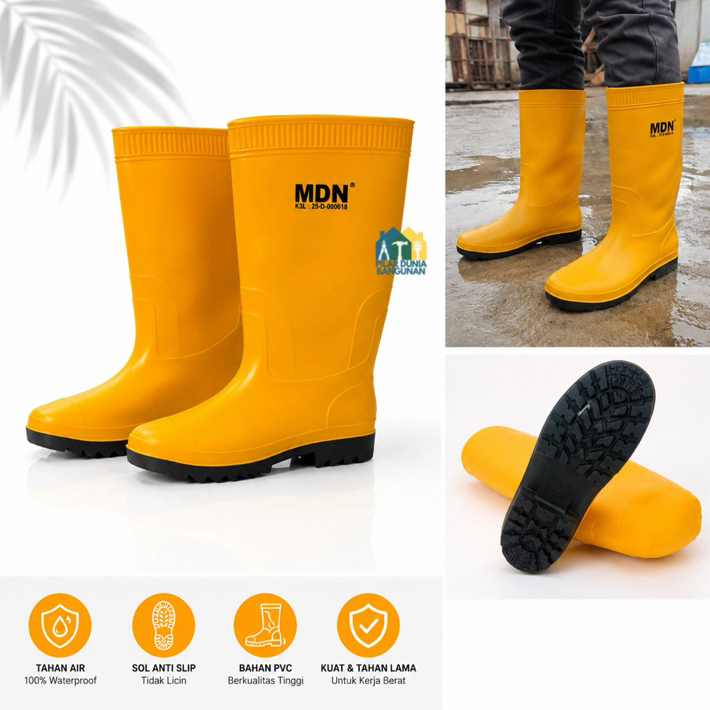 Sepatu Boots Proyek / Sepatu Boots Anti Slip / Sepatu Safety / Sepatu Boots / Sepatu Boots Safety Ke