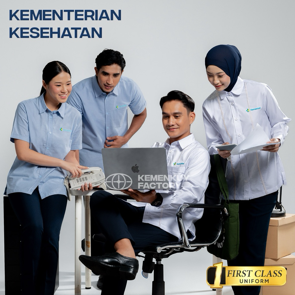Kemenkuy  - Seragam PDH KEMENKES Biru dan Putih Pria Wanita