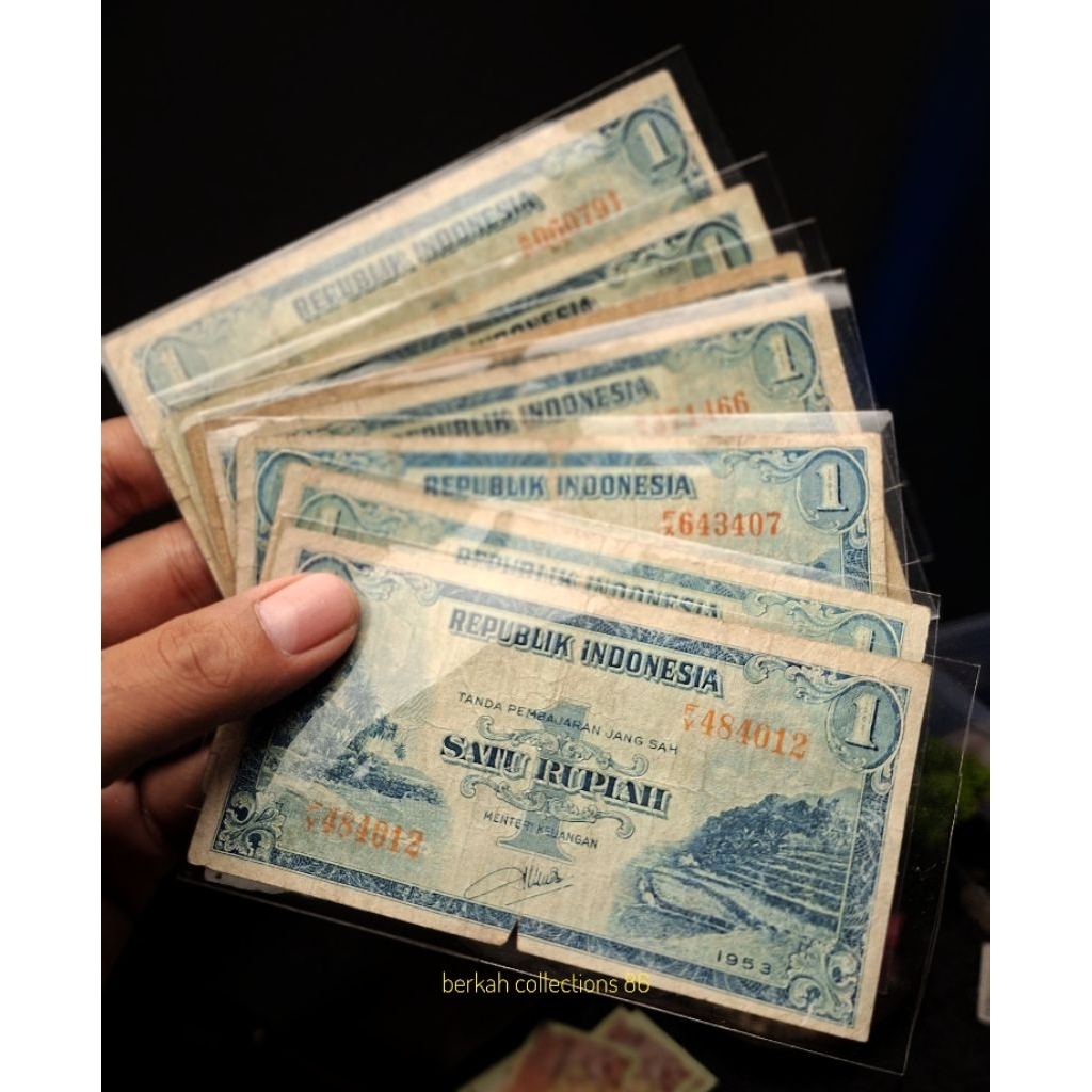 uang 1 rupiah seri pemandangan tahun 1953 asli