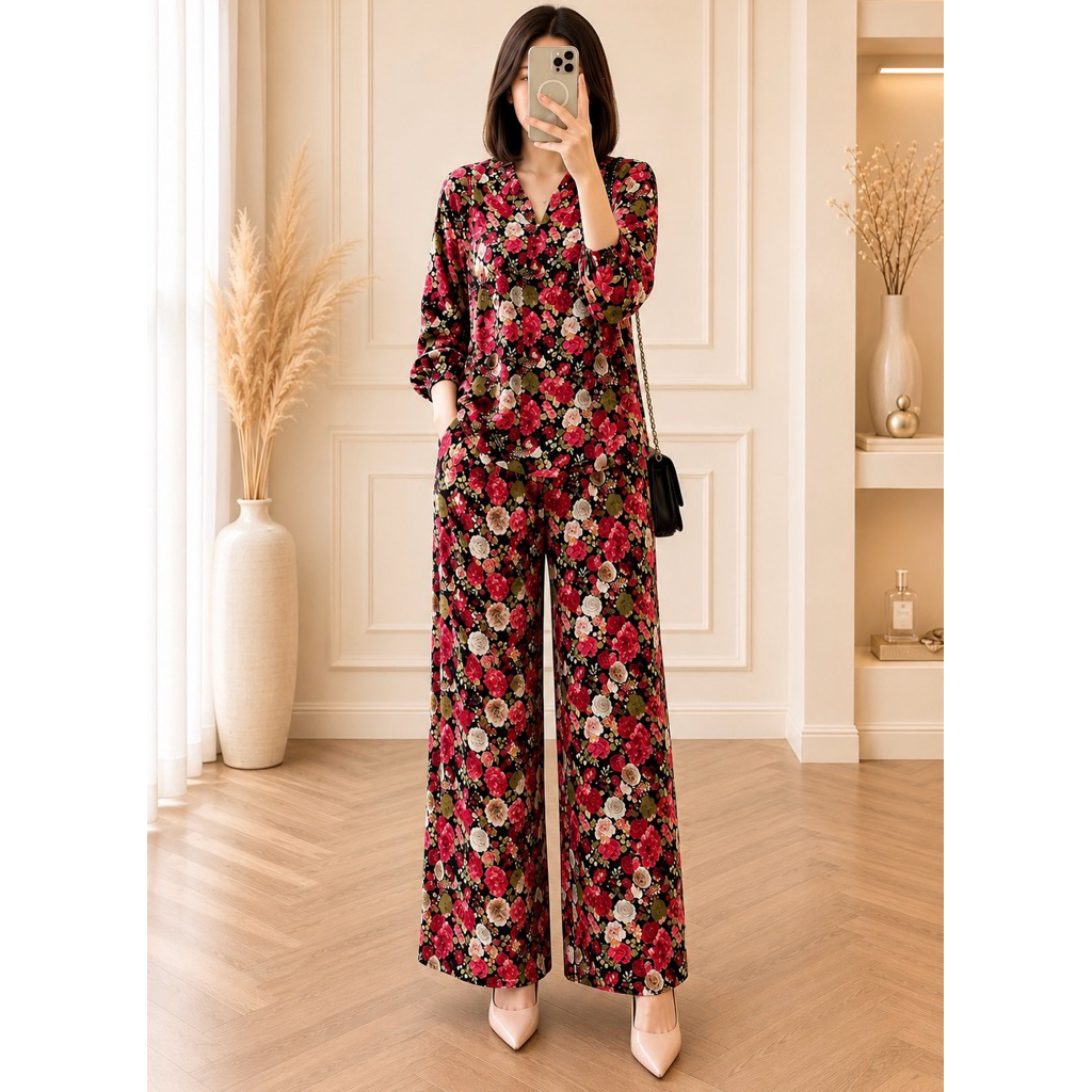 PAKAIAN WANITA ONE SET HIJAB PAKAIAN SETELAN SET WANITA SETCEL PIYAMA HOME WARE BAJU BUSUI