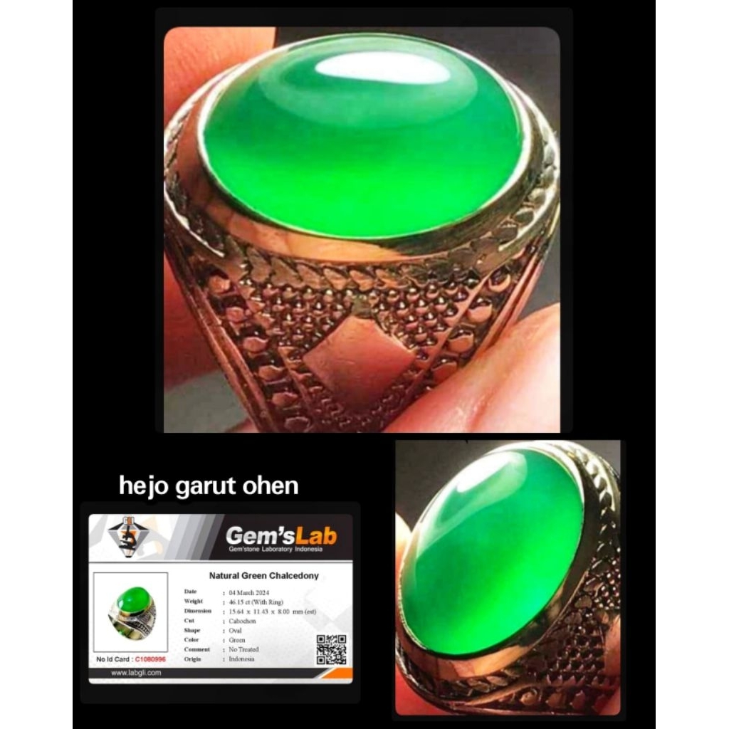 cincin batu akik Garut Ohen ijo botol kristal NTE ya