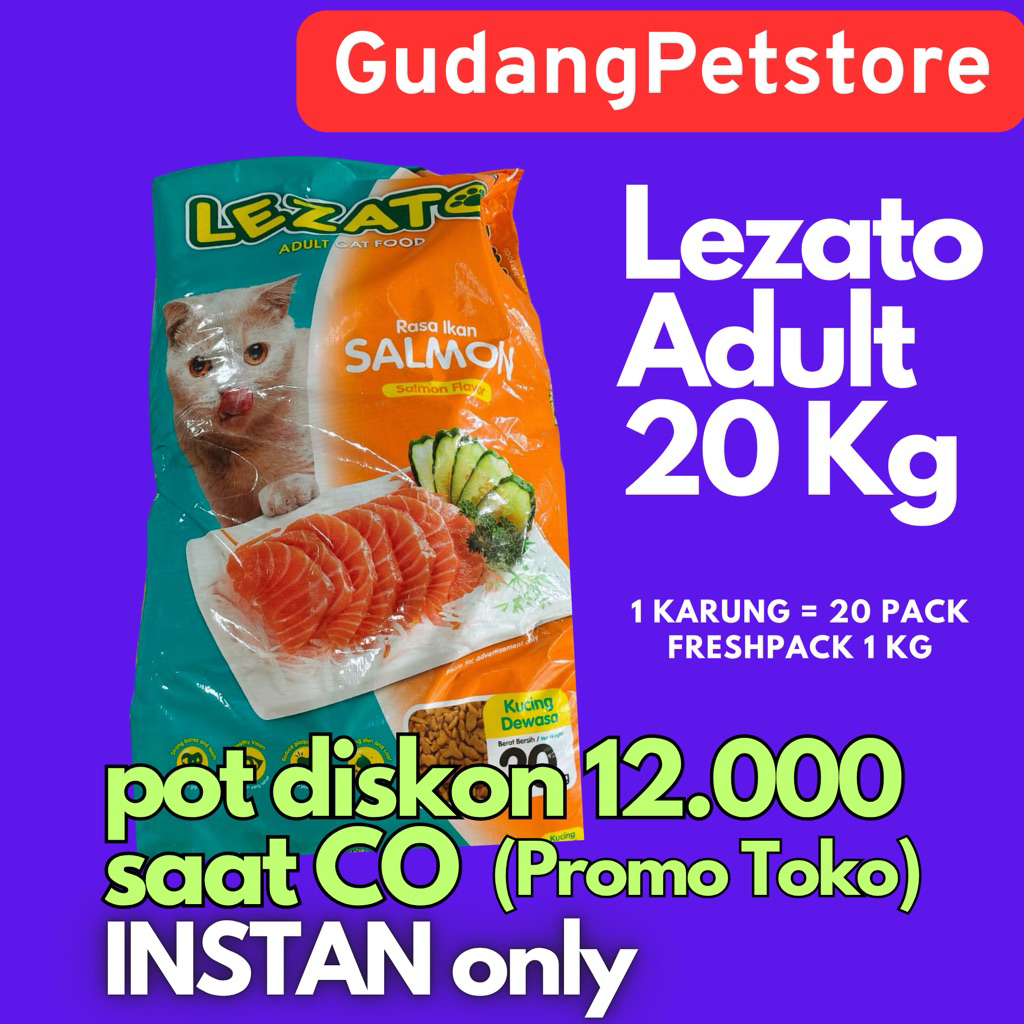 INSTAN: LEZATO 20KG Adult Makanan Kucing dewasa KARUNGAN