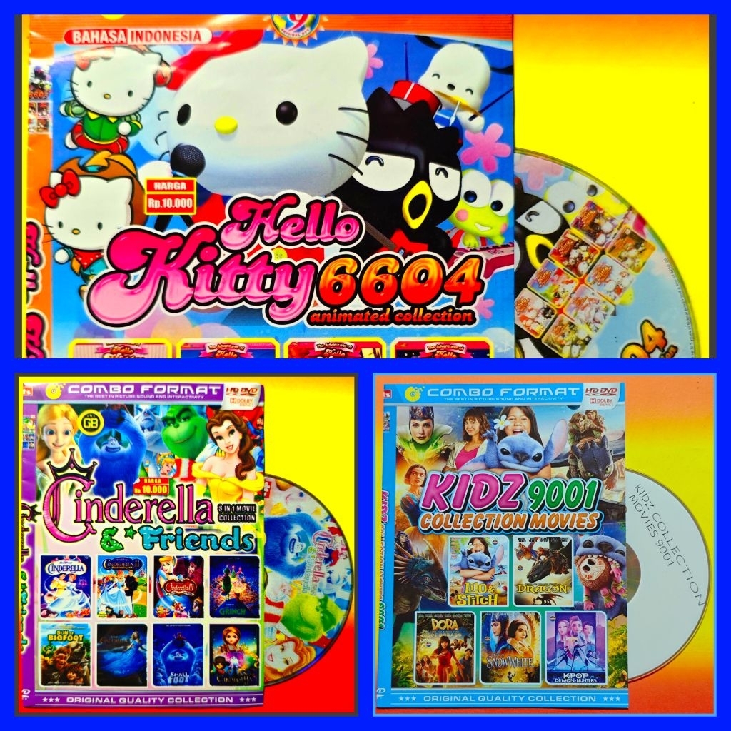 Kaset Film Kartun Anak Koleksi Hello Kitty - Cinderella - Kidz Campuran Pilihan Terlaris Teks Indone