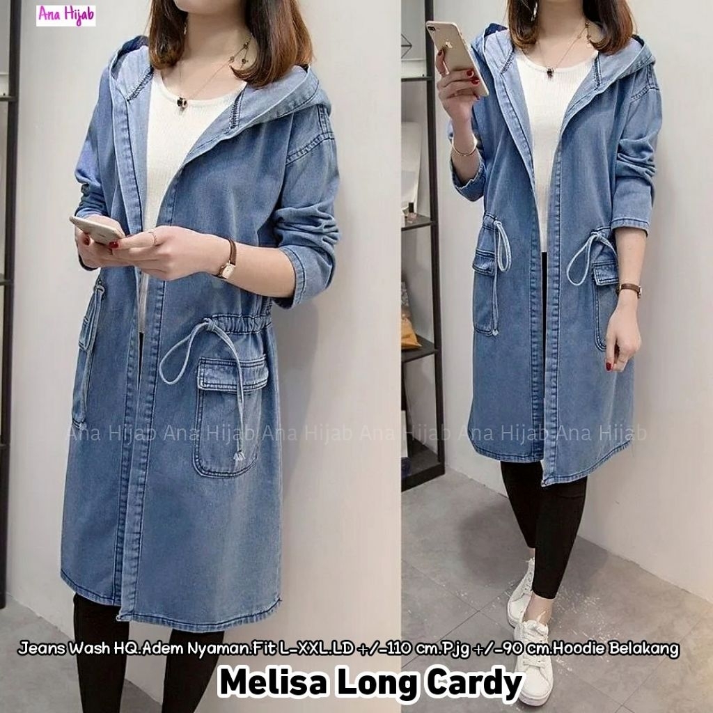 NEW LONG CARDY HOODIE JEANS •MELISA •MALA -Tebel Halus Nyaman dipakai Seharian -fungsional All size
