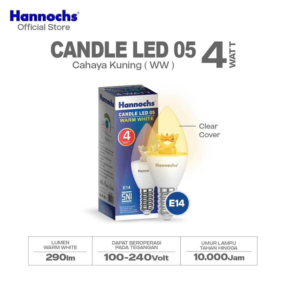 Hannochs Lampu Lilin Hias Candle LED 05 4W E14 WW - Cahaya Kuning
