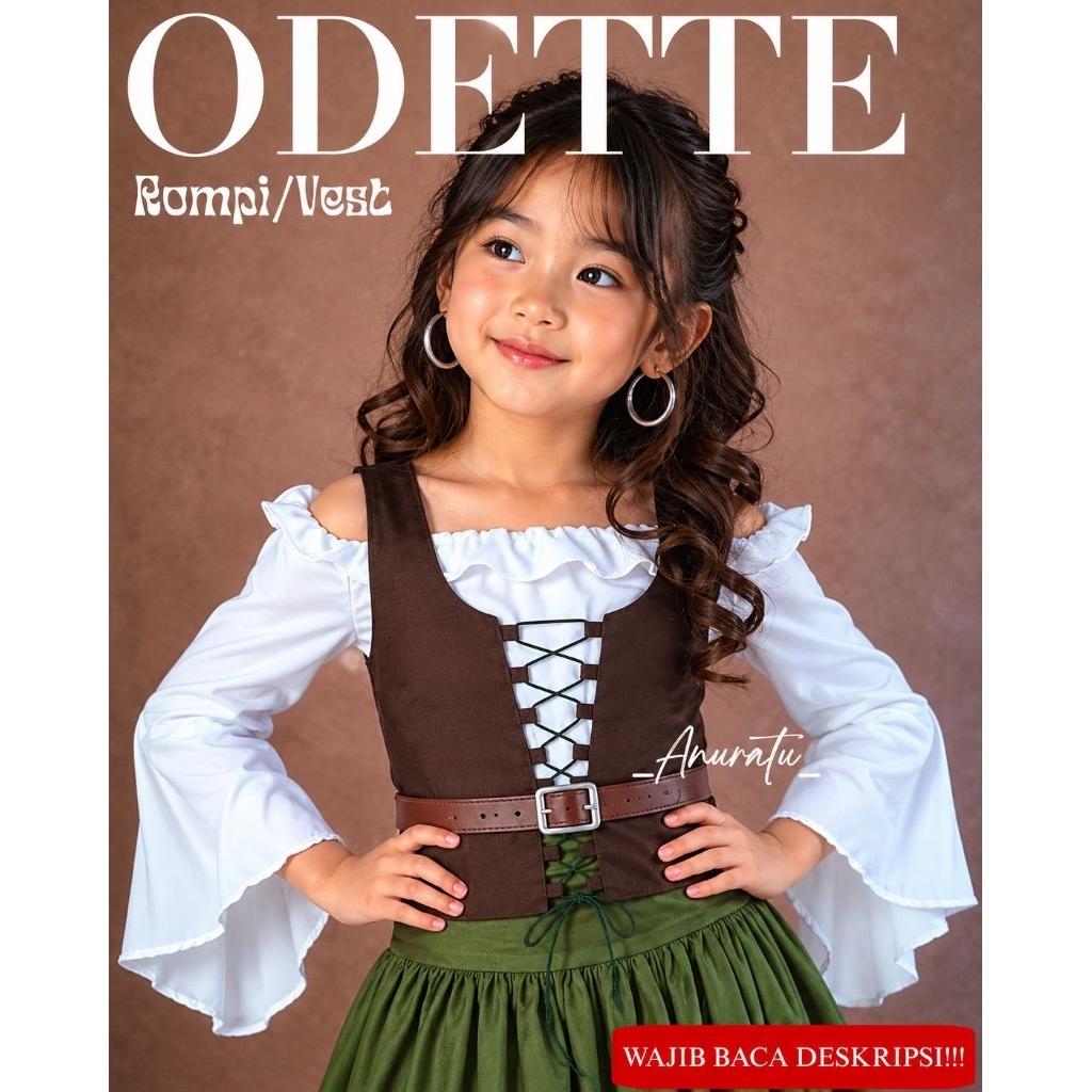 ODETTE KIDS Vest Anak Wanita Vintage| Anuratu Store Official