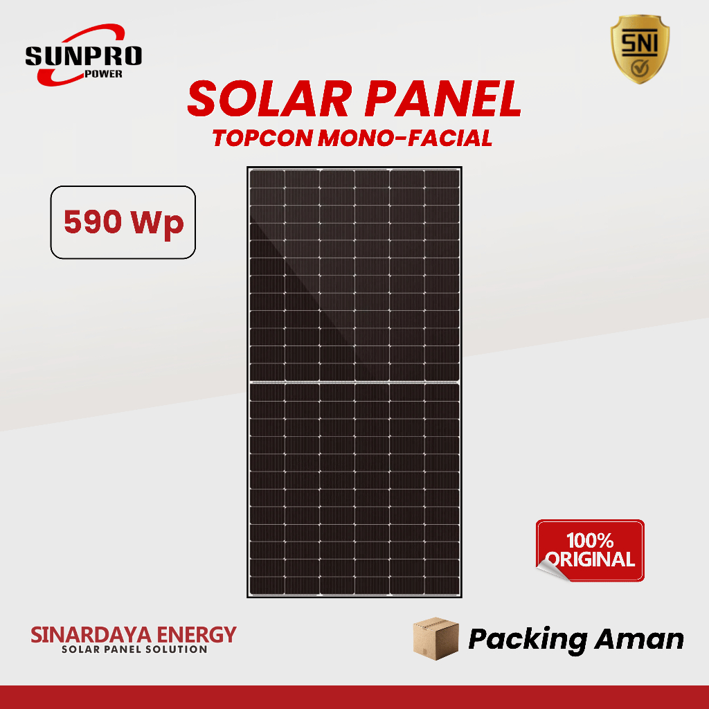 Panel Surya / Solar Cell SUNPRO 590Wp M10 TOPCon Mono-Facial - Solar Panel 590Watt