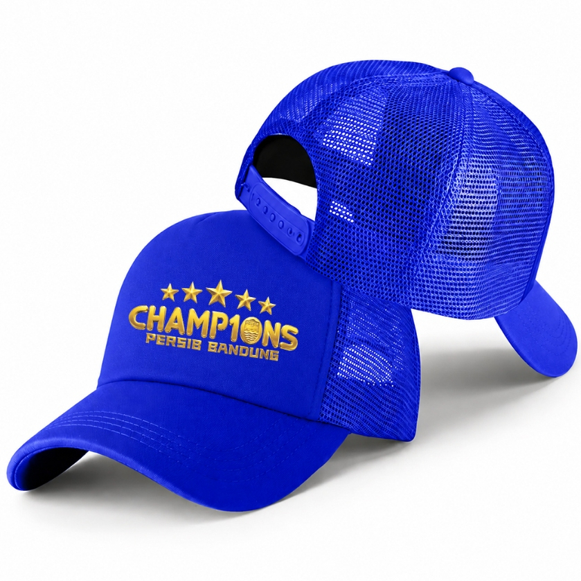 Topi Persib Hattrick Champions Bintang 5 Back To Back 2026 Topi Persib Edisi Juara terbaru
