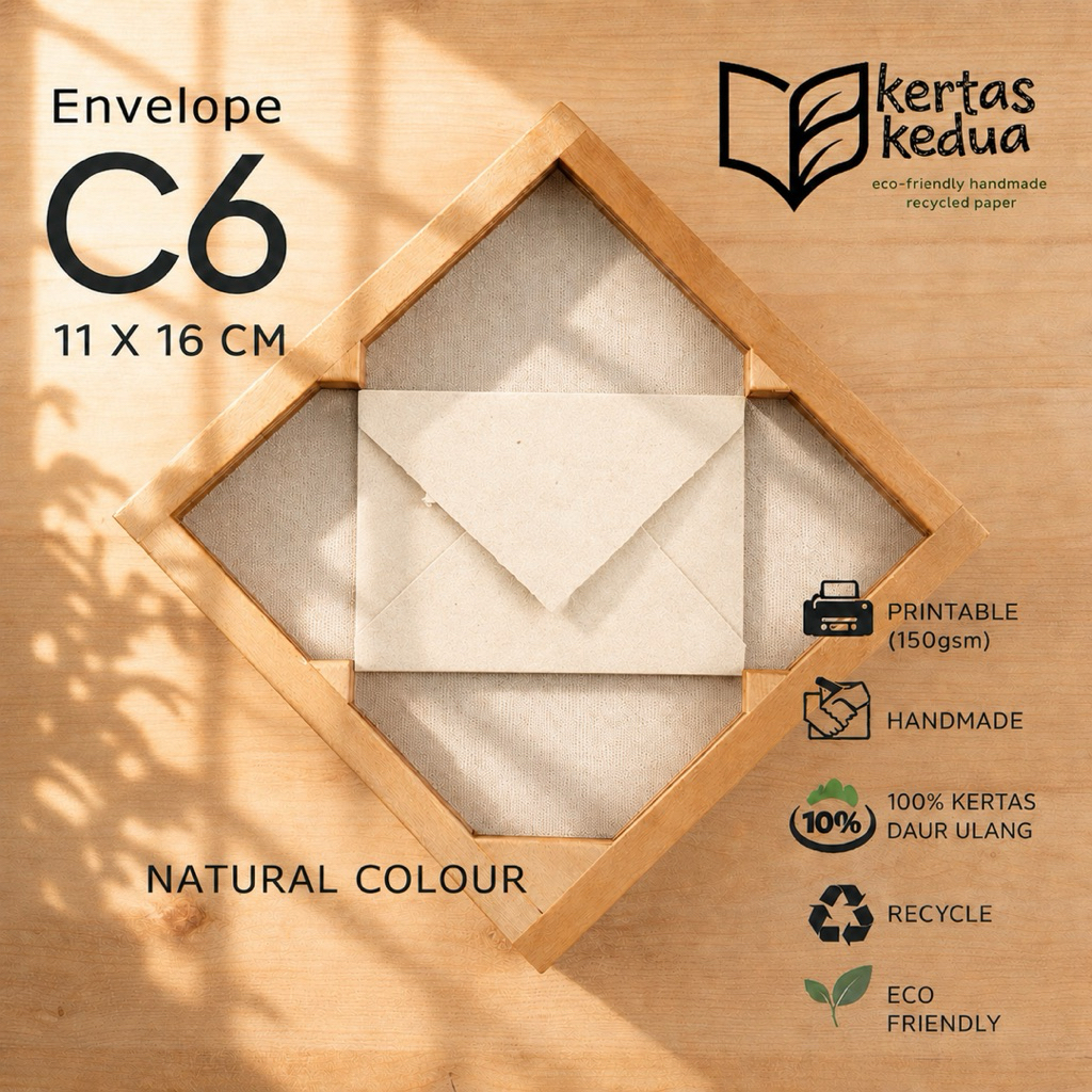 Amplop Kertas Daur Ulang warna NATURAL [ putih tulang ] Handmade