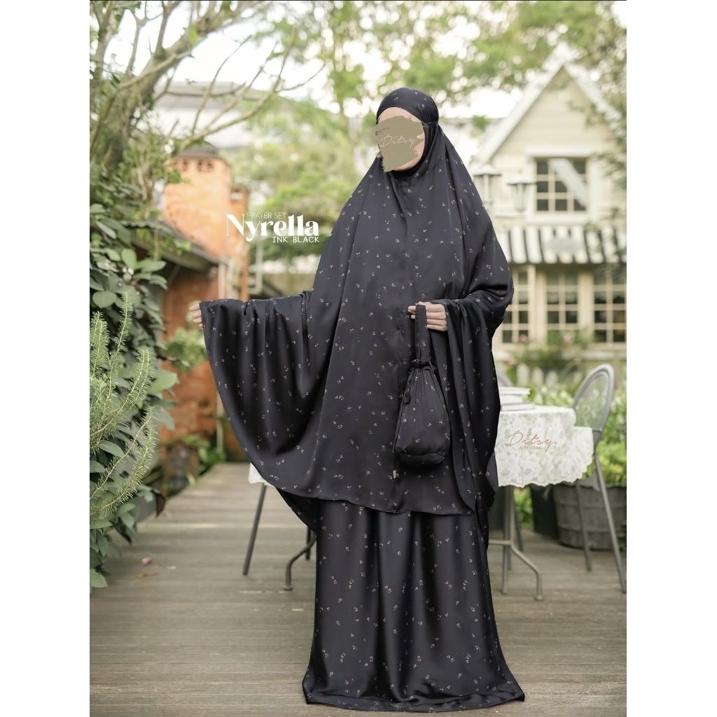 Mukena Ditsy (Ditsy Prayer set) NYRELLA INK BLACK
