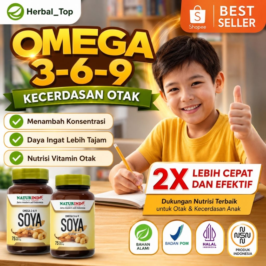 OMEGA 369 Suplemen Vitamin kecerdasan Otak Anak Konsentrasi & Daya Ingat Atasi Speech Delay ADHD