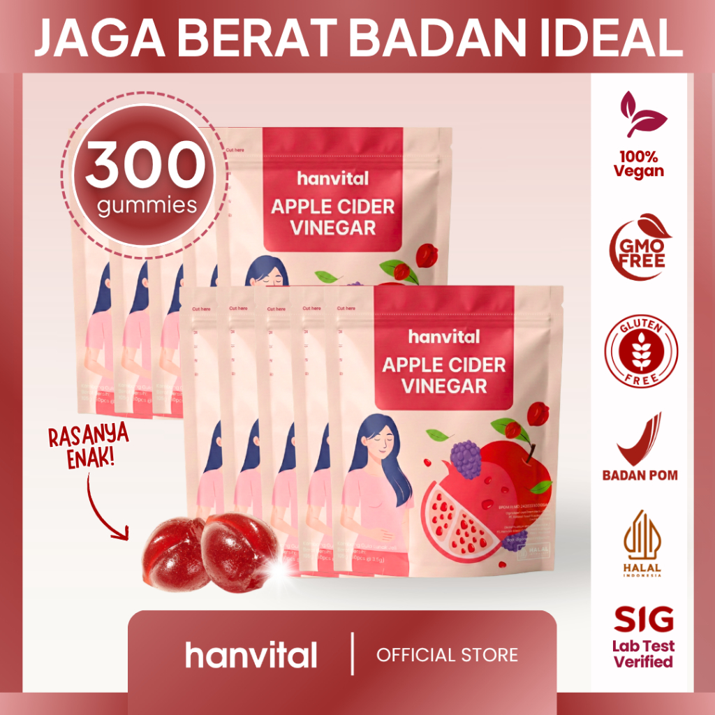 Hanvital ACV DIET GUMMIES - POUCH ISI 30 x 10 - Jaga Berat Badan Ideal