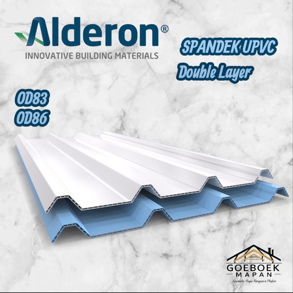 Atap Upvc Alderon OD830 Double Layer Spandek 3m, 4m, 5m, 6m