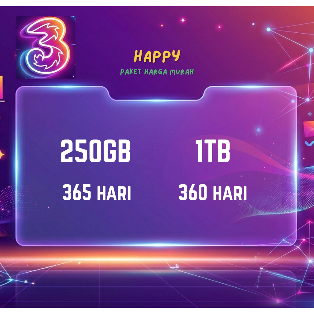 Kuota Tri Tahunan 250GB 1TB Setahun - Paket Data Tri
