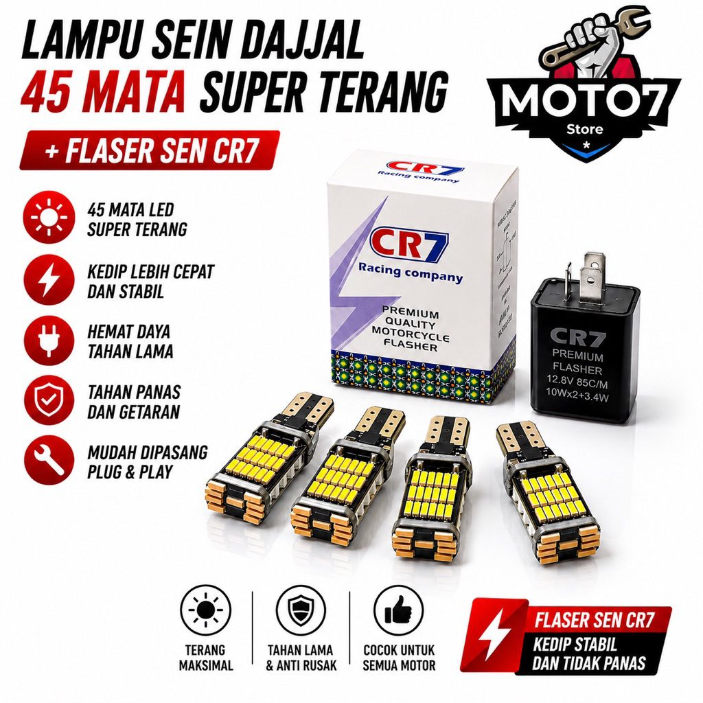 LAMPU SEIN SEN DAJJAL 45MATA SUPER TERANG DAN FLASER SEN CR 7 / PROMO LAMPU SEN DAJJAL PLUS FLASER C