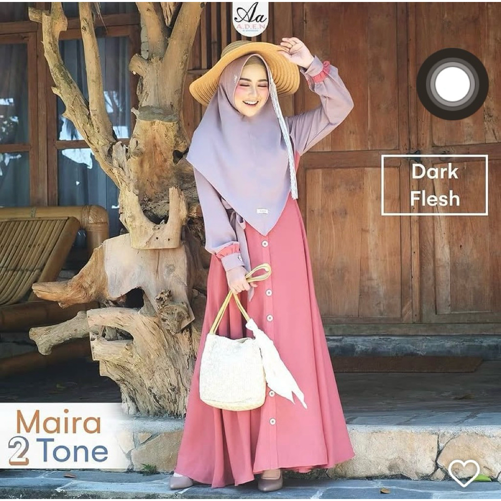 (Preloved) Gamis Maira Two Tone by Aden Hijab