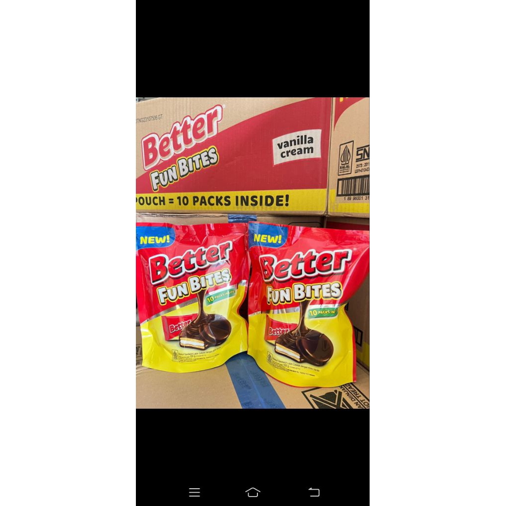 Biskuit Better 25rb DAPAT 2 POUCH  Fun Bites Pouch - Rasa Vanilla Krim dengan Cokelat, 100 Gram