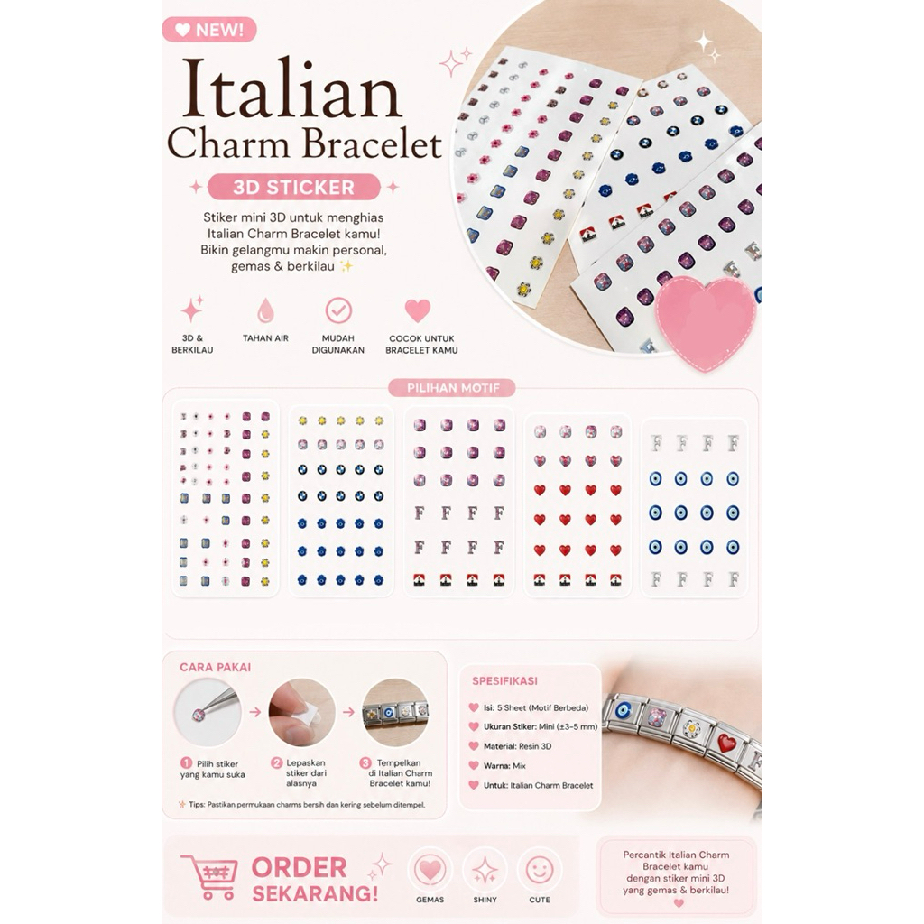 Custom Sticker Charm - Italian Bracelet - Waterproof