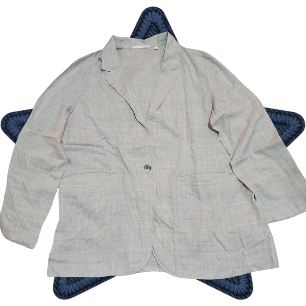 PL | Uniqlo Casual Blazer Tartan Tipis Adem — Good Condi