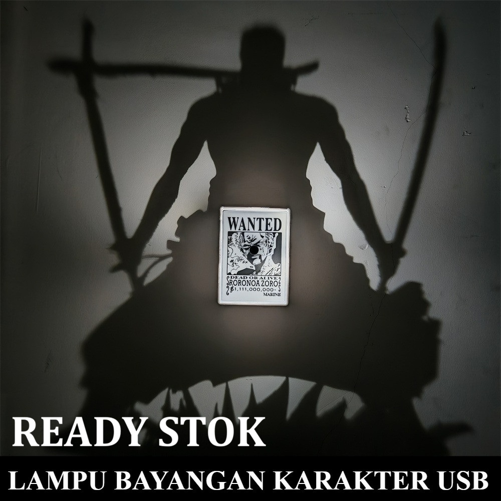 READY STOK Lampu dinding kamar tidur bayangan New Zoro Wall Lamp Figure Toy One Piece Anime Peripher