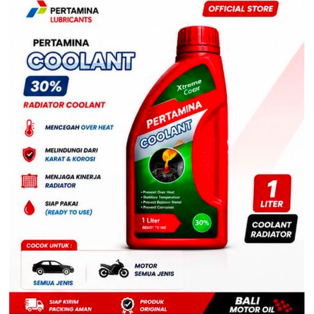 Pertamina Coolant 30% 1L Original Cairan Radiator Mobil Motor Ready To Use