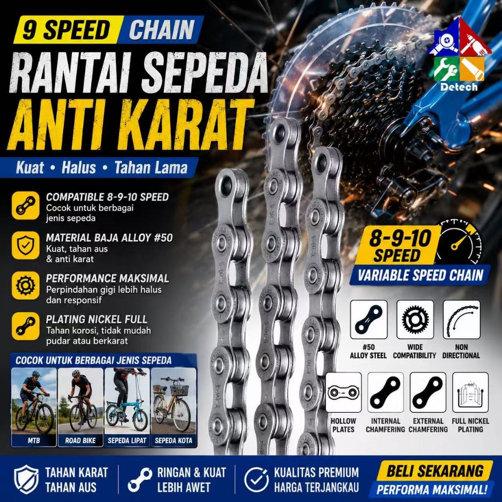 Rantai Sepeda MTB Road Bike 8 Speed / 9 Speed / 10 Speed 116 Link Anti Karat Tahan Aus Cocok Fixie B