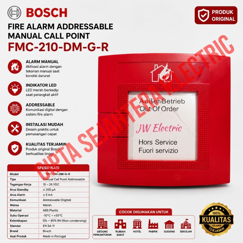 Fire Alarm Addressable Manual Call Point Bosch FMC-210-DM-G-R