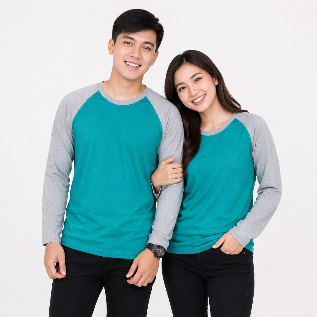 Kaos RAGLAN HIJAU TOSCA lengan panjang - Raglan Polos pria - WINSTAR POLOS - KAOS RAGLAN POLOS - KAO