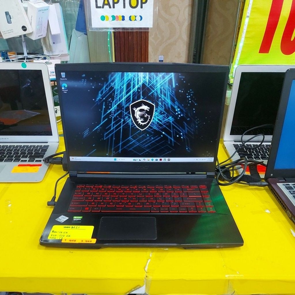 laptop msi gf63 thin 10uc core i7 1075OH ram 16gb ssd 512gb rtx 3050 1367