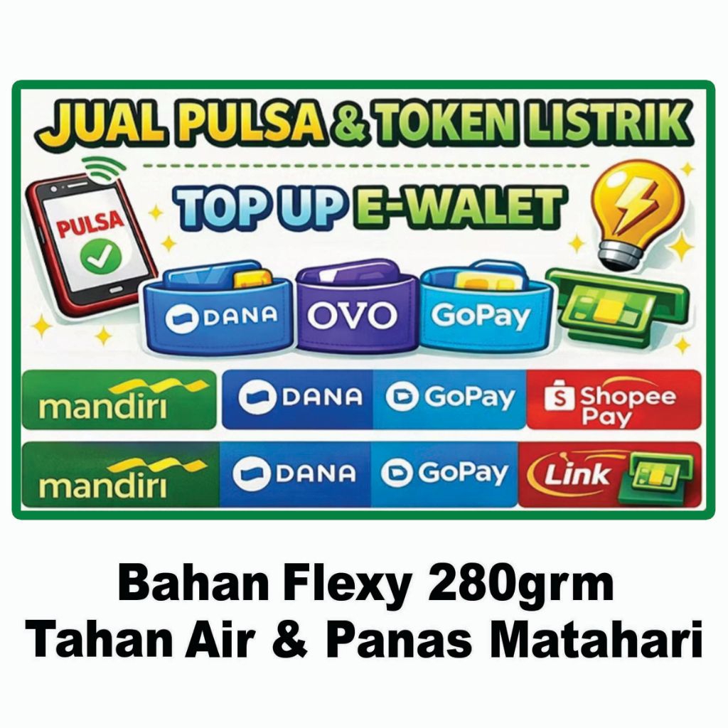 Spanduk Konter Pulsa  E Wallet Mini Untuk Promosi Di Toko