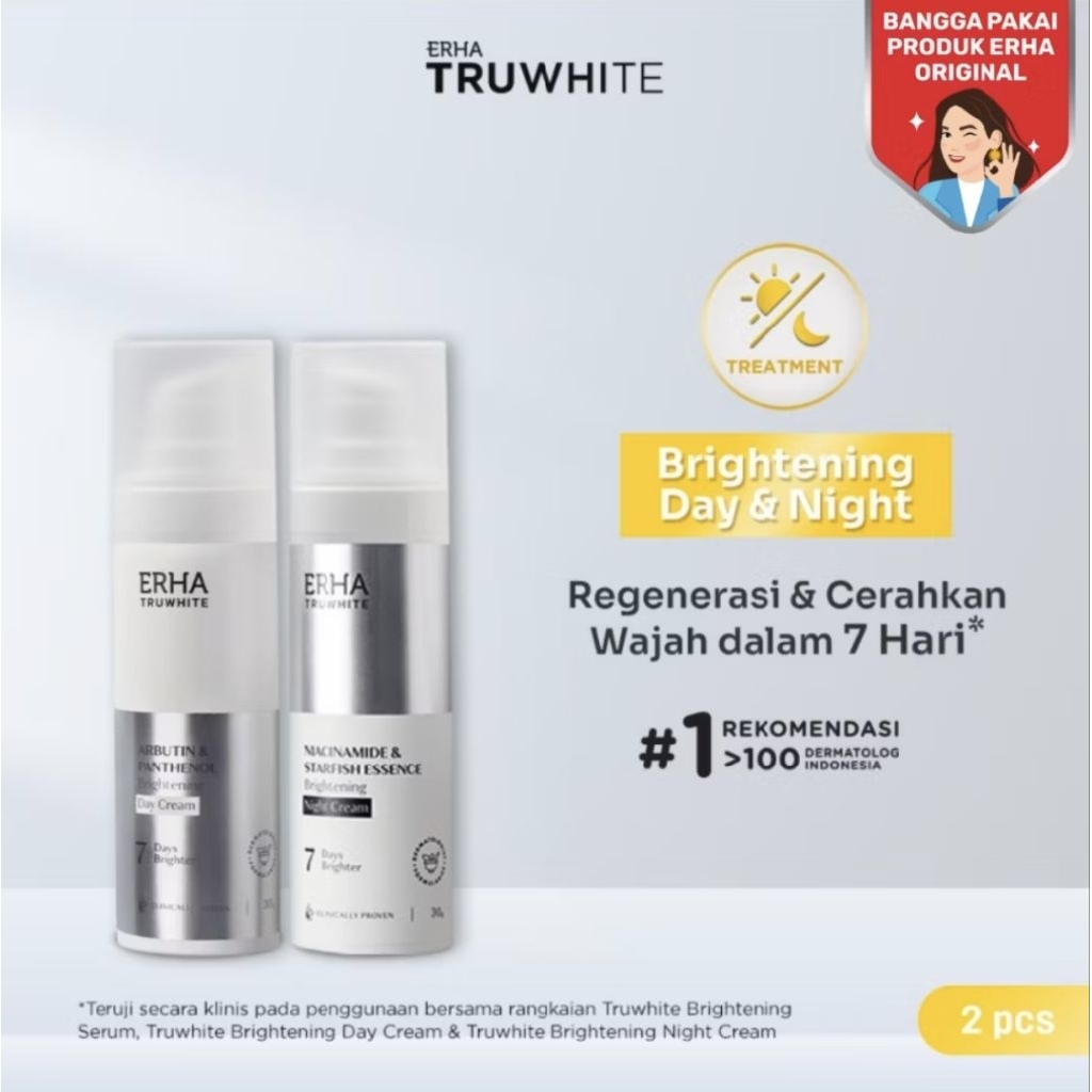 Erha Truwhite Brightening Day & Night Cream - Moisturizer Pagi & Malam