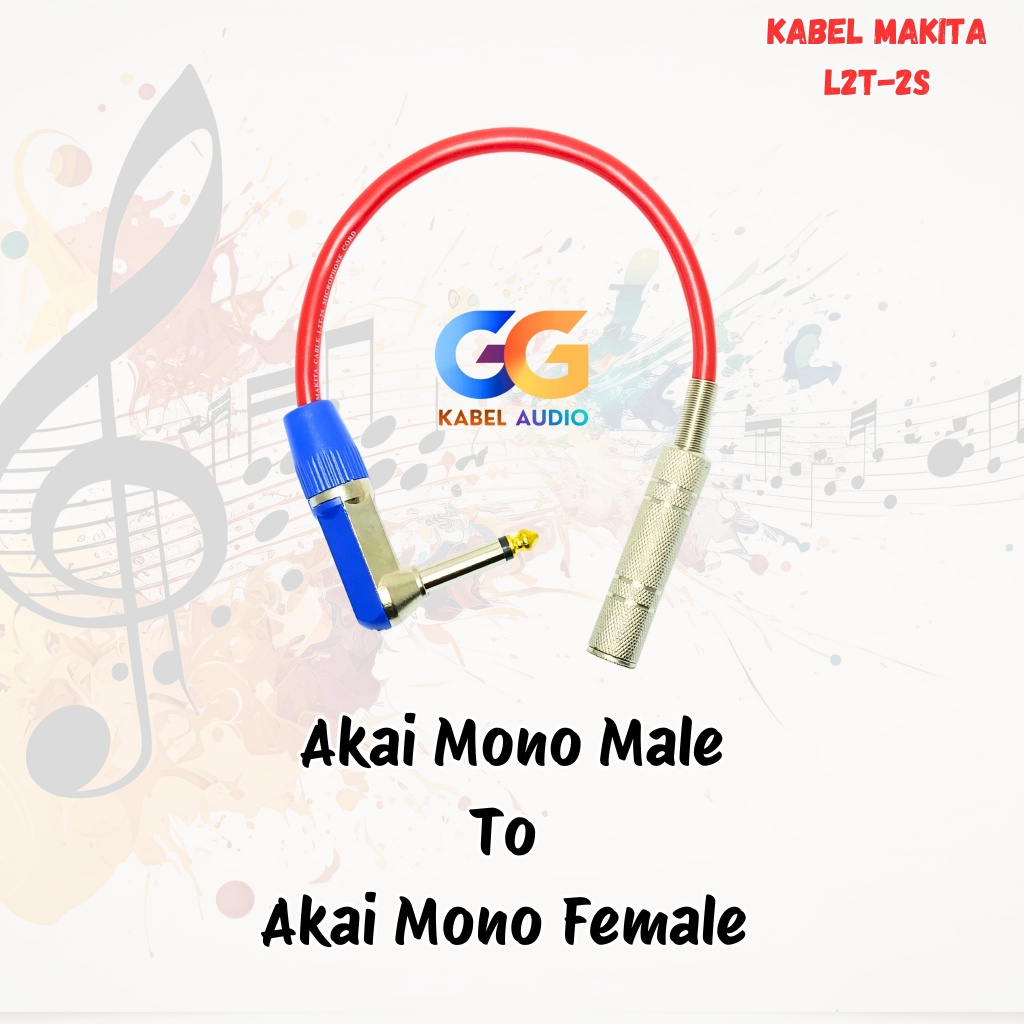 kabel sambungan audio mic jack akai L 6.5mm to jack akai mono female 6.5mm