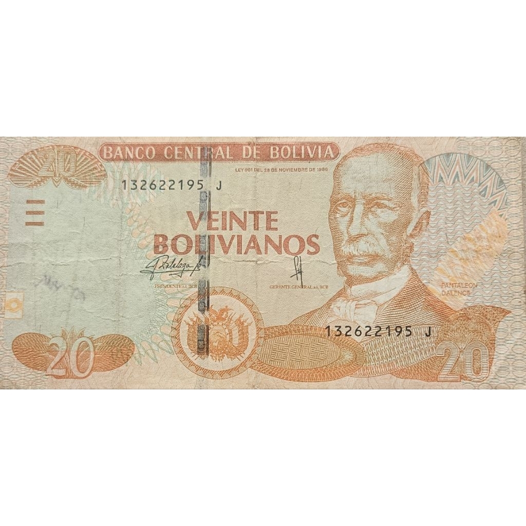 Uang Asing Negara Bolivia 20 Bolivanos tahun 2007 kondisi utuh dijamin original 100%