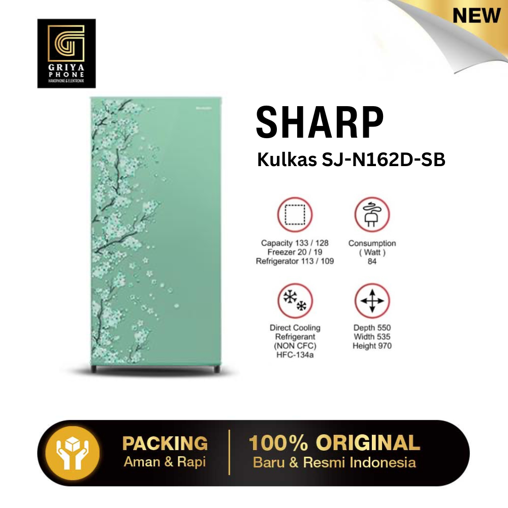 Sharp SJ-N162D-SB Kulkas 1 Pintu Sakura Series