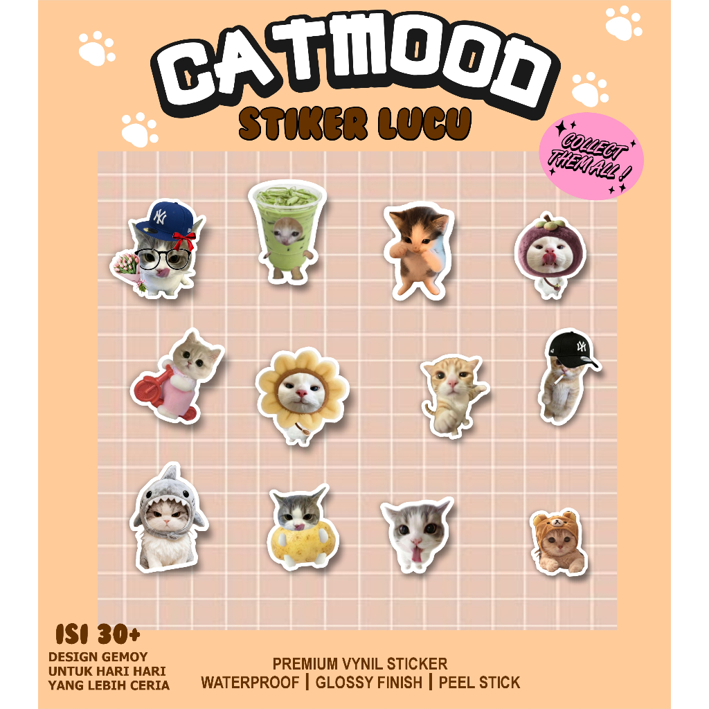 Stiker Pack Cute Kucing Mofusand Waterproof Aesthechic