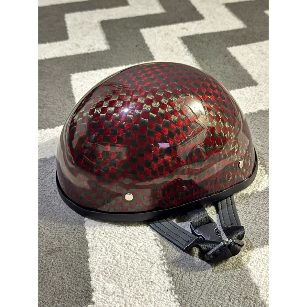 helm red carbon chip harley davidson cetok catok batok halface