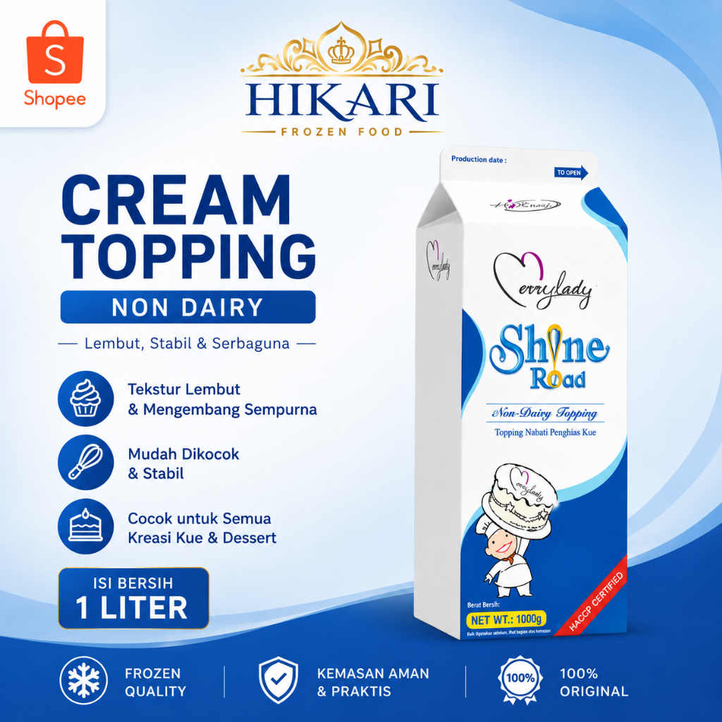 Shine Road Non-Dairy Whip Topping ( 1 liter ) Whip Whipping Cream Krim Cair