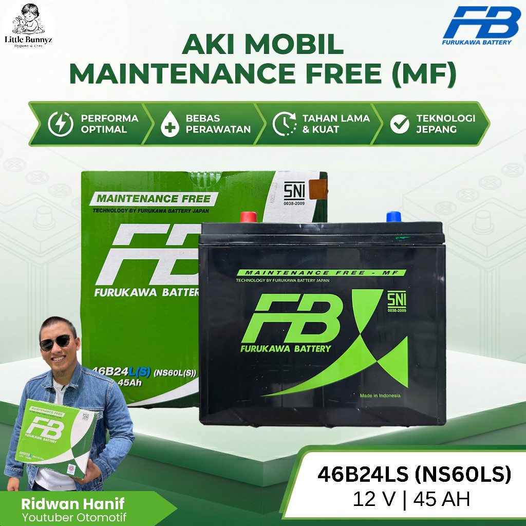 Furukawa Battery / FB Aki Mobil Honda HRV NS60LS / 46B24LS 45Ah - Aki Kering