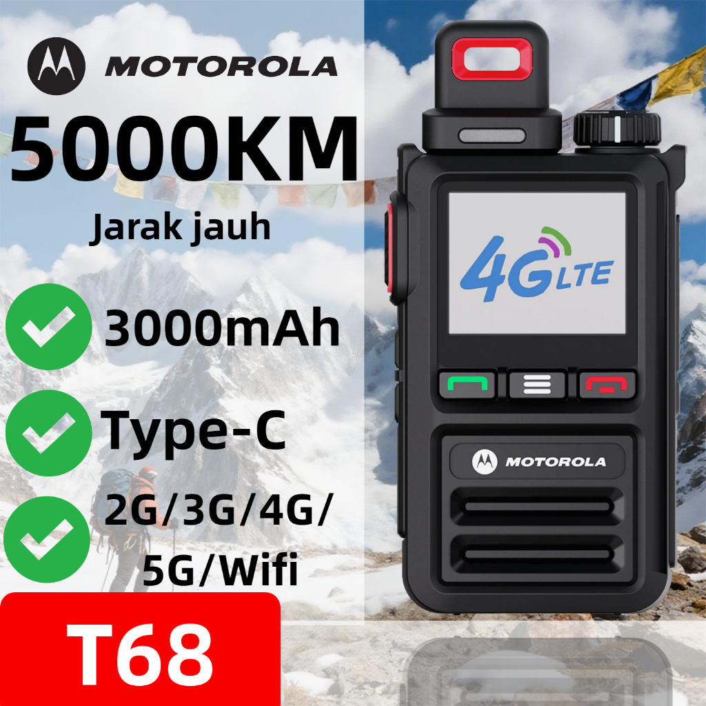 Zello ht poc android Walkie Talkie Motorola T68 5000KM jarak jauh 6800mAh Handy Talkie HT Global 2G/