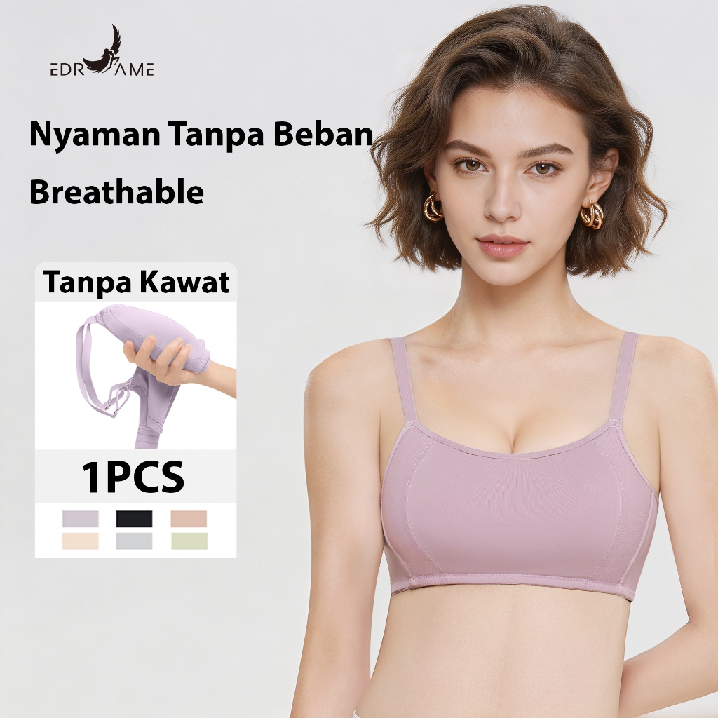 EDRAME Bra Tanpa Kawat Seamless Nyaman Push Up Adem Anti Gerah BH Premium Sport Wanita 635