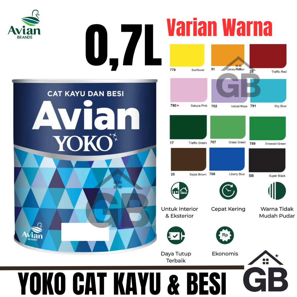 Cat Minyak Kayu Besi Yoko Blue 0,7L || Cat Kayu dan Besi Yoko Cepat Kering