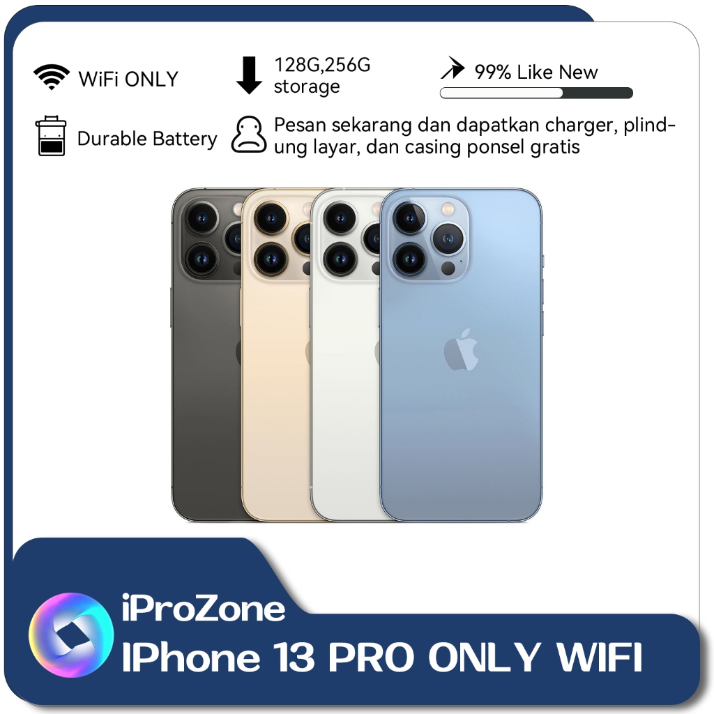 IPhone 13PRO WIFI ONLY 128GB 256GB 6.1Inches Bekas Second Original Mulus Fullset Hp IP 13 Pro Color 