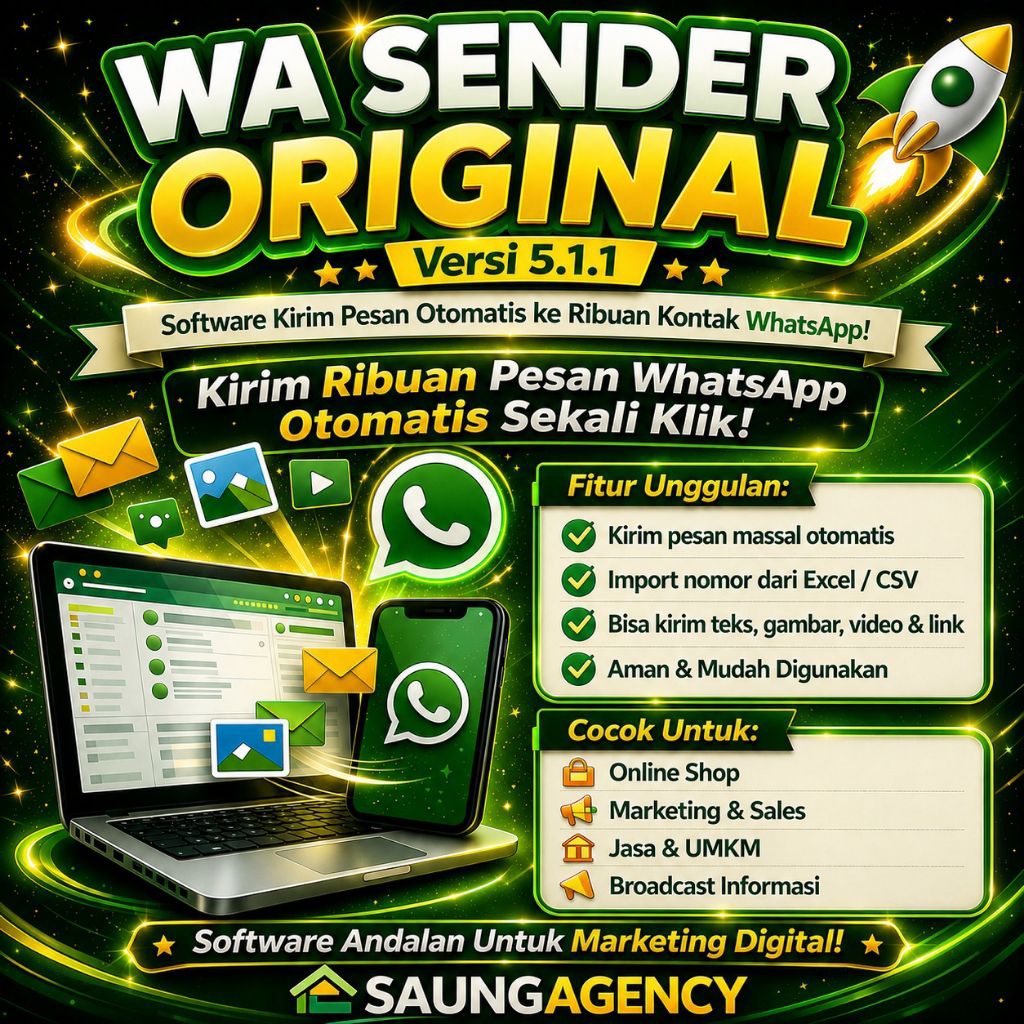 Whatsapp Bulk Sender Original Wasender WA sender Bergaransi 100%