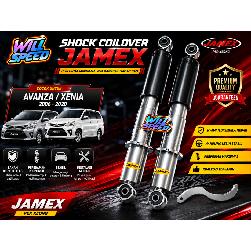 SHOCK COILOVER  COILOVER JAMEX BELAKANG AVANZA/NEW AVANZA/VELOZ/NEW XENIA KIRI KANAN