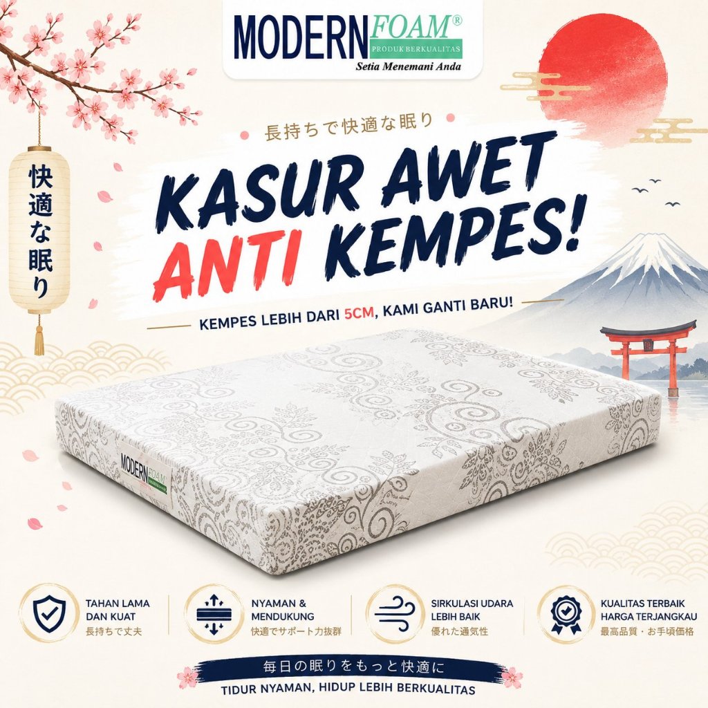 Kasur Busa MODERN FOAM Original - Matras Tempat Tidur Premium Kain Knitting Busa Anti Kempes