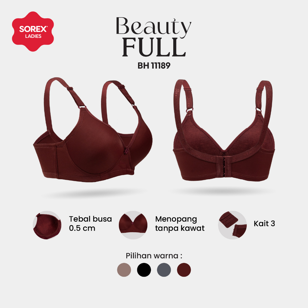 Sorex Bra Cup Besar Tanpa Kawat Nilon Mix Big Cup C Busa  Kait 3 Daily BH 11189