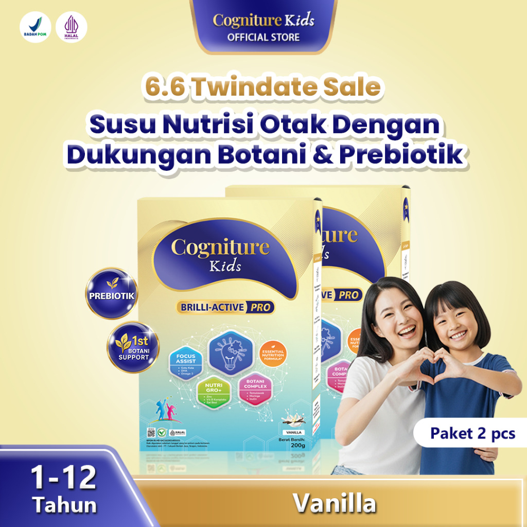 [HEMAT 20RB] Cogniture Brilli Active Pro Susu Kecerdasan Anak dari Nutrisi Alami Rasa Vanilla 2 BOX